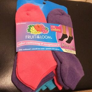 Ladies Colorful Lowcut 6pk Socks. Shoe Size 4-10